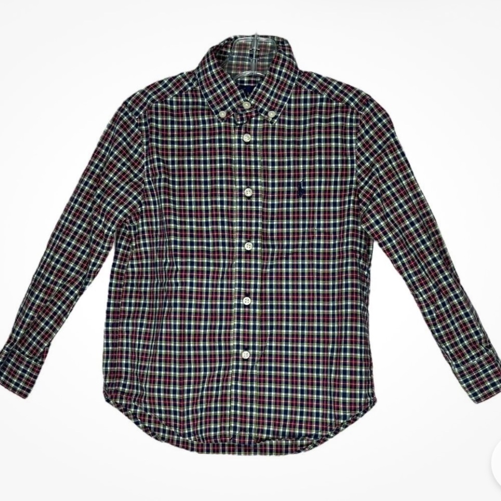 U.S. Polo Assn Boys Button Down Blue/Red Plaid Classic Shirt XL